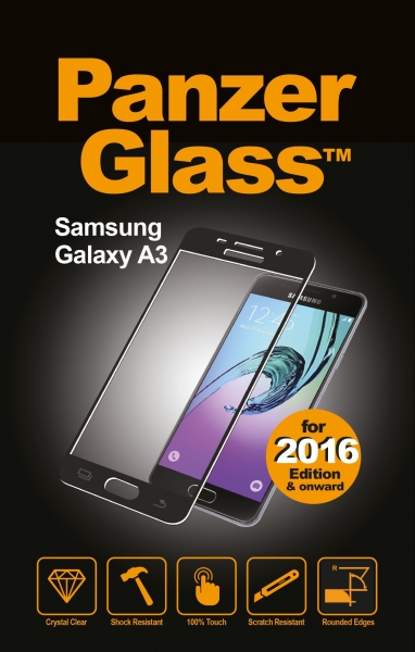 PanzerGlass - Tvrdené sklo pre Samsung Galaxy A3 2016, čierna 1551