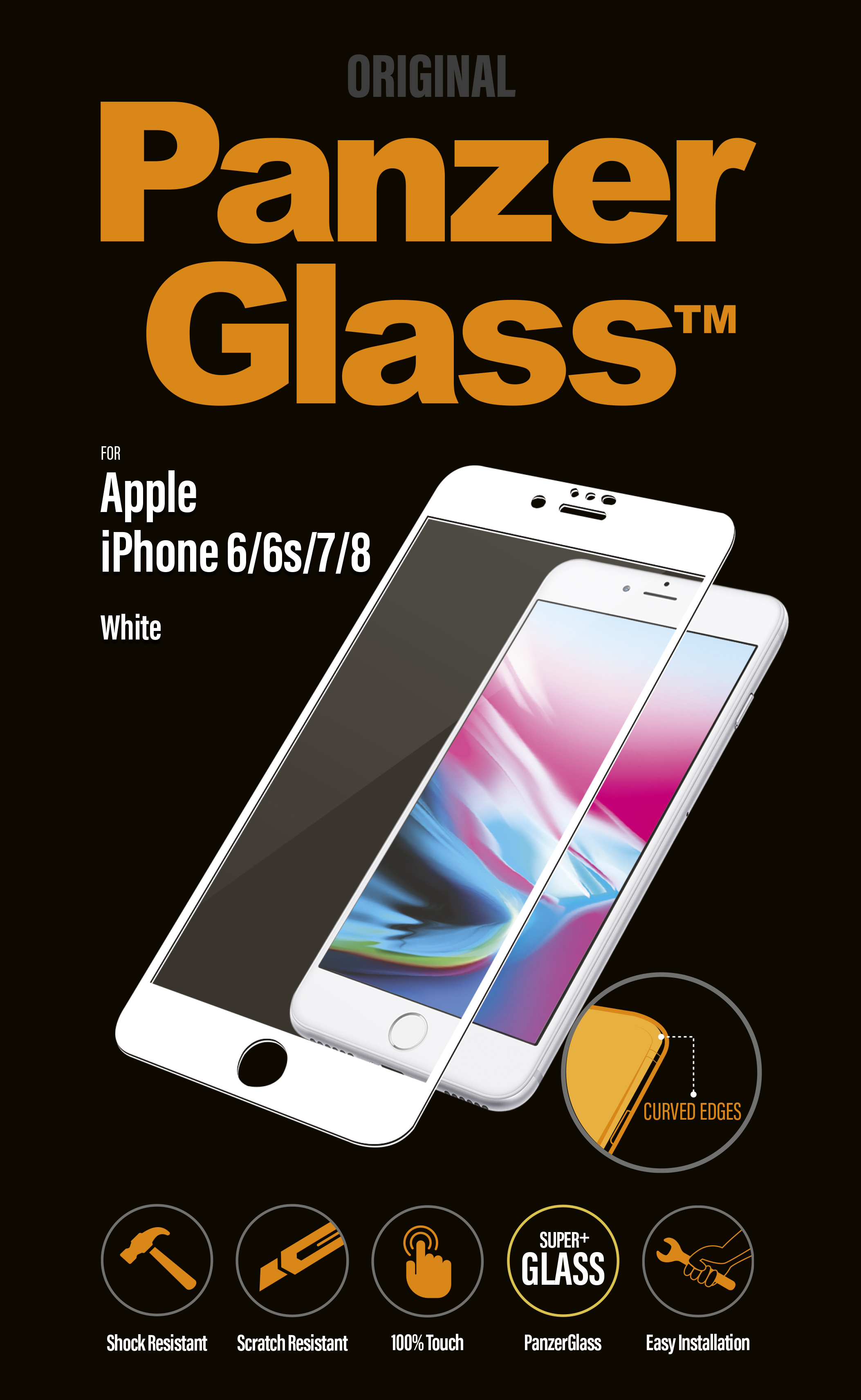 PanzerGlass - Tvrdené sklo PREMIUM pre iPhone 8/7/6S/6, biela 2616