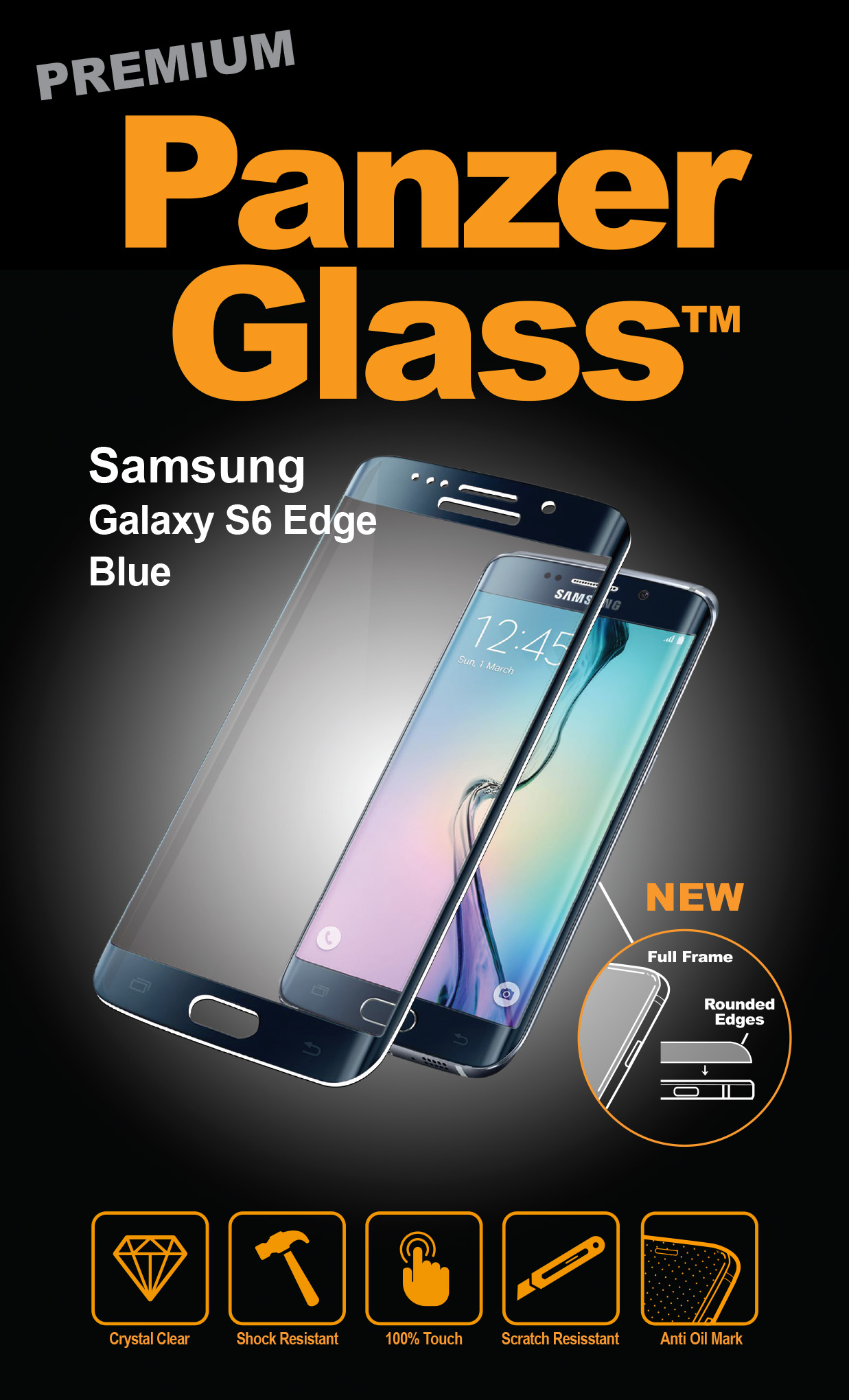 PanzerGlass - Tvrdené sklo PREMIUM pre Samsung Galaxy S6 Edge, modrá 1026