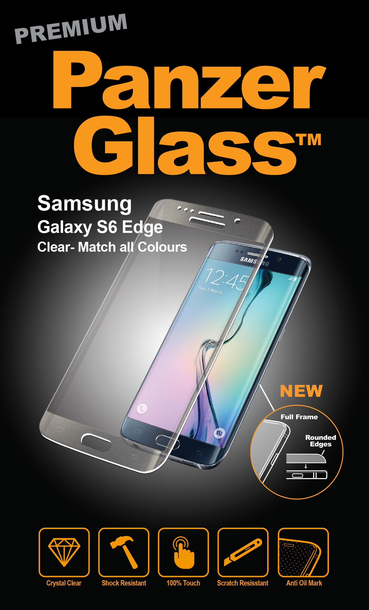 PanzerGlass - Tvrdené sklo PREMIUM pre Samsung Galaxy S6 Edge, strieborná 1027