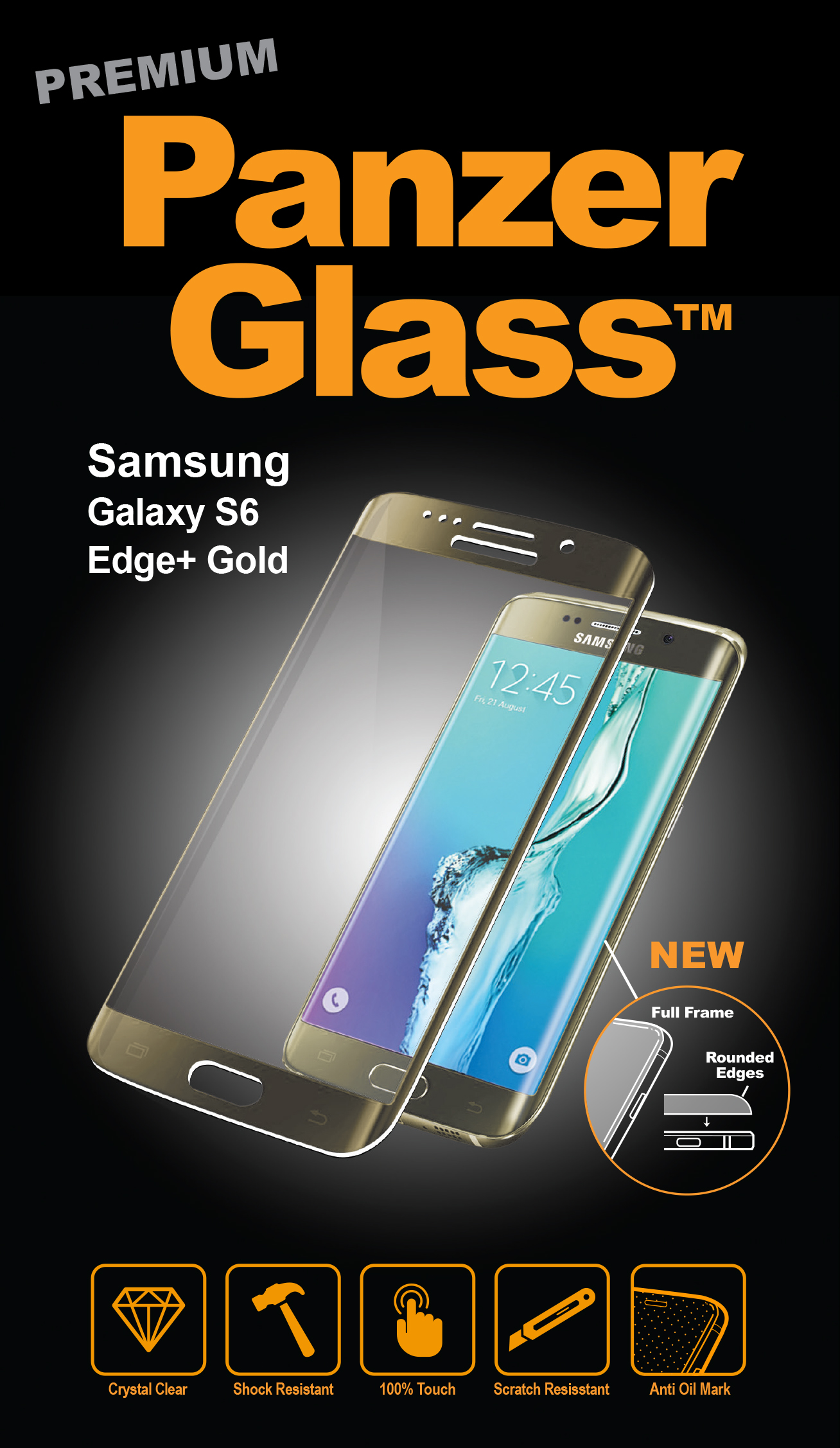 PanzerGlass - Tvrdené sklo PREMIUM pre Samsung Galaxy S6 Edge+, zlatá 1022