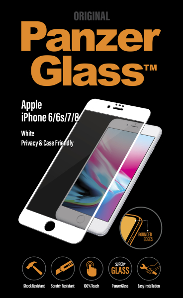 PanzerGlass - Tvrdené sklo Privacy pre iPhone 8/7/6S/6, biela P2620