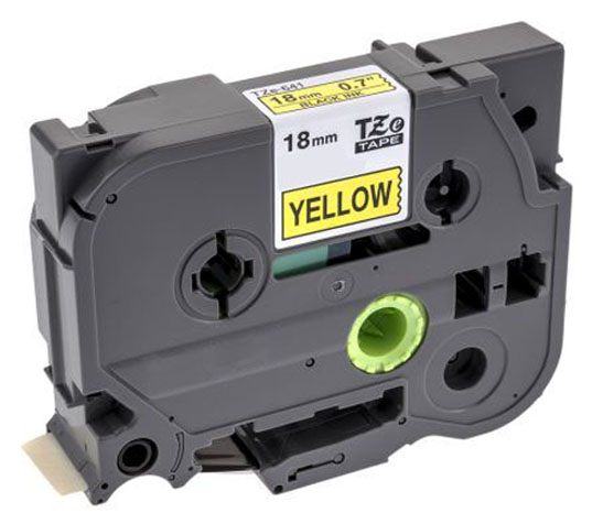 Páska TZE-641 (TZE641) kompatibilní pro Brother, 18mm, žlutá/černá, laminovaná, délka 8m 01030