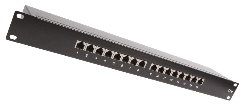 Patch panel Solarix 16 x RJ45 CAT5e STP čierny 1U SX16-5E-STP-BK