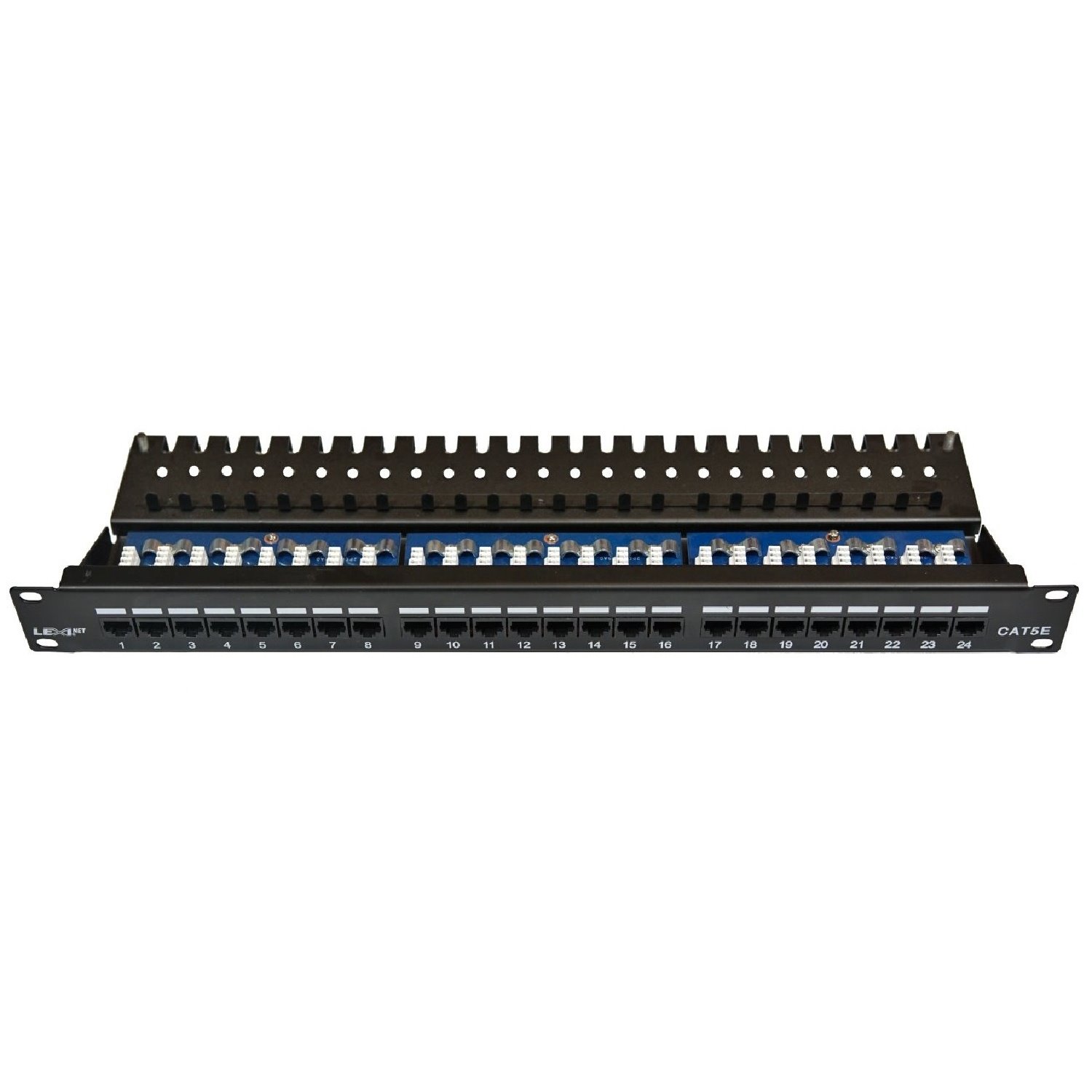 Patch panel UTP cat.5e 24p. (horní zářez - "KRONE") - black 505046