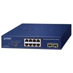 Planet GS-2210-8P2S WEBsmart L2 switch, 8x1Gb, 2x1Gb SFP, 8x PoE 802.3at 120W, QoS