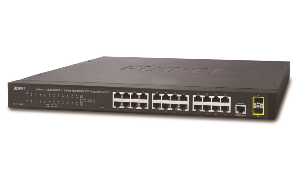 PLANET GS-4210-24T2S Switch 24 x 10/100/1000 + 2x 100/1000 SFP, WebSmart/SNMP, kov, rack