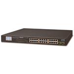 Planet GSW-2620VHP PoE switch, 24x PoE +2x SFP 1000Base-X, LCD,VLAN, extend mód 10Mb-250m,IEEE 802.3at 300W