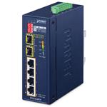 Planet IFGS-624PTF průmyslový L2 switch, 4x 10/100TX, 2x 1Gb SFP, 4x 802.3at PoE, -40~75°C, 9-48VDC, IP30, fanless, RIN