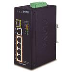 PLANET IGS-614HPT Průmyslový PoE Switch 5x 1000Base-T, 1x SFP, 4x PoE 802.3at, -40~+75°C, 12-56VDC, dual-power, DIN