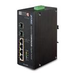 PLANET IGS-624HPT Průmyslový Switch 4x 1Gb RJ-45 + 2x 1Gb SFP, PoE+ 802.3at 36/120W, IP40, DC12-56V, -40/+75°C, fanless