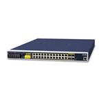 Planet IGS-6325-24P4S, 24x 1000Base-T, 4x SFP 100/1000Base-X, L3 WEB/SNMPv3, -40 až 75°C, AC+DC, IP30, PoE 440W, fanles