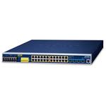 Planet IGS-6325-24UP4X průmyslový L3 switch, 24x1Gb, 4x10Gb SFP+, 24x PoE 802.3bt 720W, -40~75°C, dual 48-54VDC, IP30