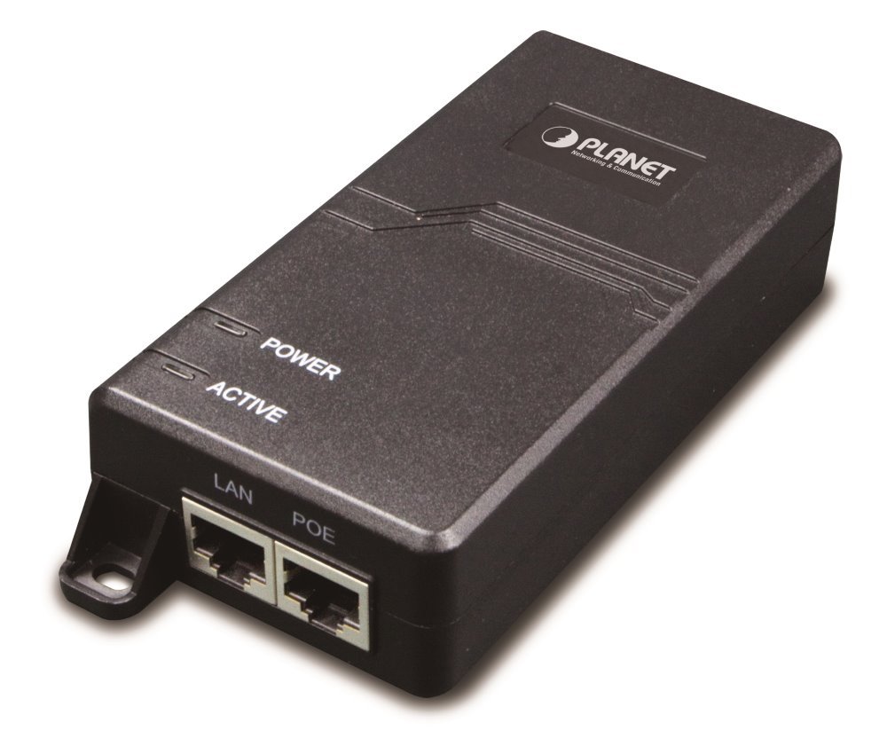 Planet POE-164 PoE injektor IEEE802.3at, 30W, 100Base-TX, na zeď