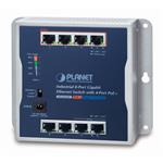 PLANET průmyslový/nástěnný PoE switch 8x 1Gb, 4x PoE 802.3at 30/60W, IP30, 48-56V, -20/+60st, fanless WGS-814HP