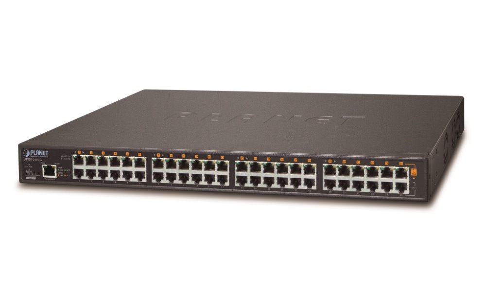 Planet UPOE-2400G Ultra PoE+ injektor, 24 portů, Gigabit, IEEE 802.3at <800W (60W/port), scheduler+watchdog