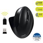 PORT CONNECT ERGONOMIC RECHARGEABLE bezdrátová ergonomická myš, 2,4 Ghz & Bluetooth®, USB-A/C, čern 3567042030176