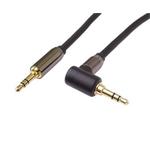 PremiumCord HQ stíněný kabel stereo Jack 3.5mm - Jack 3.5mm zahnutý 90° 1,5m kjqmm015-90