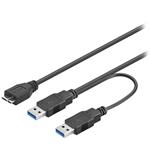 PremiumCord kabel USB 3.0 napájecí Y kabel A/Male + A/Male -- Micro B/Mmale KU3Y01