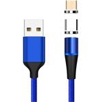 PremiumCord Magnetický micro USB a USB-C nabíjecí a datový kabel 1m, modrý ku2m1fgb