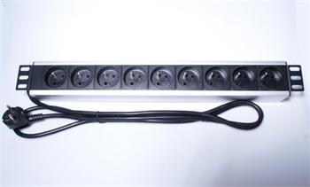 PremiumCord Panel napájecí do 19" racku 1.5U, 9x230V, 2m kabe PDU-F15G09