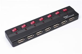 PremiumCord USB 2.0 HUB 7-portový s ext. napájením a vypínači portů ku2hub7sw