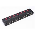 PremiumCord USB 2.0 HUB 7-portový s ext. napájením a vypínači portů ku2hub7sw