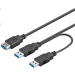 PremiumCord USB 3.0 napájací Y kábel A/Male + A/Male -- A/Female DUAL (prídavné napájanie) ku3y02