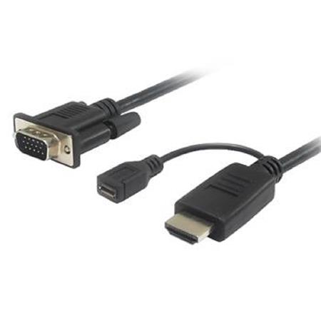 Prevodník HDMI na VGA s napájecím micro USB konektorem černý 2m khcon-20