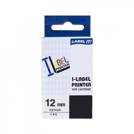 PRINTLINE kompatibilní páska s Casio XR-12BU1 12mm, 8m, černý tisk/modrý podklad PLTC01