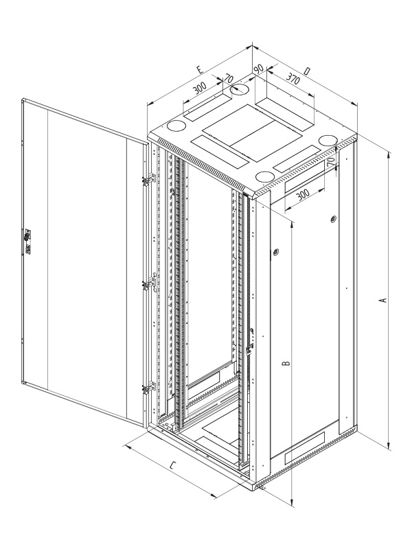 Rack Triton 19'' stojanový, 15U/800x600, prosklené dveře, šedý, typ RT RTA-15-A86-CAX-A1