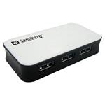 Sandberg Hub USB 3.0, 4 porty, bielo-čierny 133-72