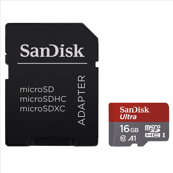 SanDisk microSDHC 16GB Ultra Android (+SD Adapter, 98 MB/s, A1,Class10) SDSQUAR-016G-GN6MA