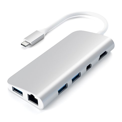 Satechi USB-C Multimedia adapter - Silver Aluminium ST-TCMM8PAS