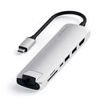 Satechi USB-C Slim Multiport adaptér with Ethernet - Silver Aluminium ST-UCSMA3S