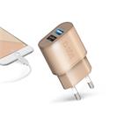 SBS - Gold Collection - Cestovný adaptér s rýchlym nabíjaním, 2xUSB, 2.1A/1A, ružová TETR2USB2APFAST