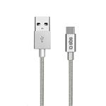 SBS - Kábel USB/USB-C opletený s kovovými koncovkami, 1.5 m, strieborná TECABLETC15BS