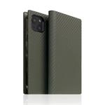 SLG Design puzdro D+ Italian Carbon Leather Diary pre iPhone 14 - Khaki SD-DPC-DC-IP14-KH