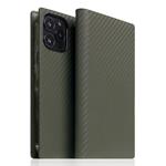 SLG Design puzdro D+ Italian Carbon Leather Diary pre iPhone 14 Pro Max - Khaki SD-DPC-DC-IP14PM-KH