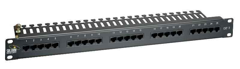 Solarix - Propojovací panel - RJ-45 X 25 - černá - 1U SX25-ISDN-BK