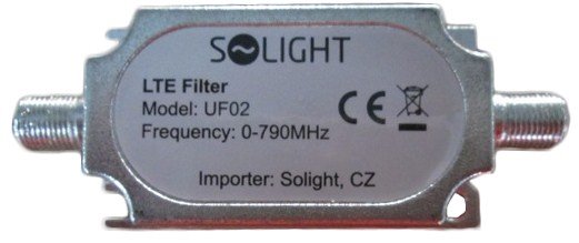 Solight pásmový LTE filter, rozsah 0-790MHz, max. 60. kanál DvB-T UF02