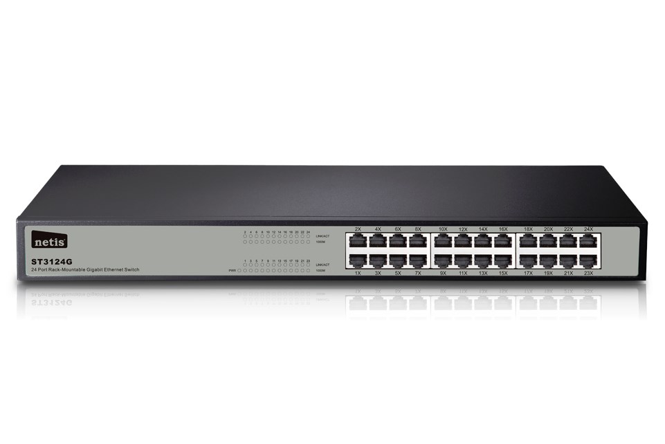 STONET by NETIS ST3124GS GBit switch / 24x 10/100/1000Mbps / 24port rack kovový