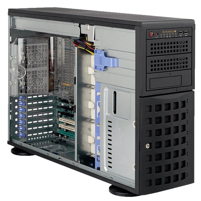 SUPERMICRO Tower/4U Chassis, 920W PS (redundant, Platinum Level), 8x 3.5" Hot-swap HDD bays, 3x 5.25" pe CSE-745TQ-R920B