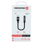 SWISSTEN AUDIO ADAPTÉR TEXTILE USB-C/JACK (samice) 0,15 M CERNÝ 73501301