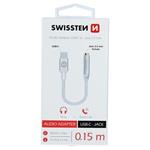 SWISSTEN AUDIO ADAPTÉR TEXTILE USB-C/JACK (samice) 0,15 M STRÍBRNÝ 73501302