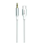 SWISSTEN AUDIO ADAPTÉR TEXTILE USB-C (samec) / 3,5 mm JACK (samec) 1,5M BÍLÝ 73502310