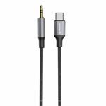 SWISSTEN AUDIO ADAPTÉR TEXTILE USB-C (samec) / 3,5 mm JACK (samec) 1,5M ČERNÝ (nahrazuje 73501303) 73502309