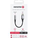 SWISSTEN AUDIO ADAPTÉR TEXTILE USB-C (samec) / 3,5mm AUX 0,15 M ČERNÝ (nahrazuje 73501301) 73502311