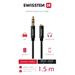 Swissten audio kabeltextile 3,5 mm jack(samec) - 3,5 mm jack (samice) 1,5 m černý 73501102