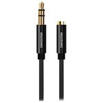 Swissten audio kabeltextile 3,5 mm jack(samec) - 3,5 mm jack (samice) 1,5 m černý 73501102